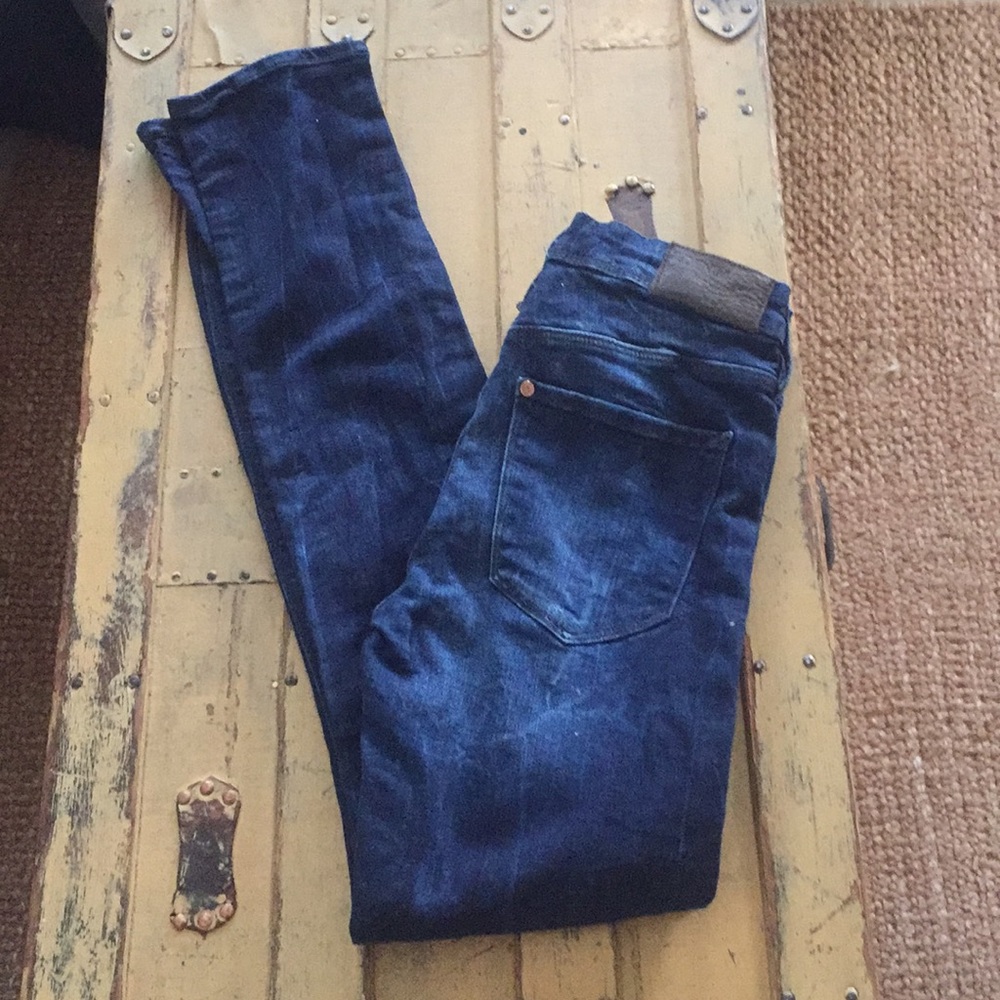 HM H&M SLIM MID RISE STR DK DISTR SKINNY JEAN 26